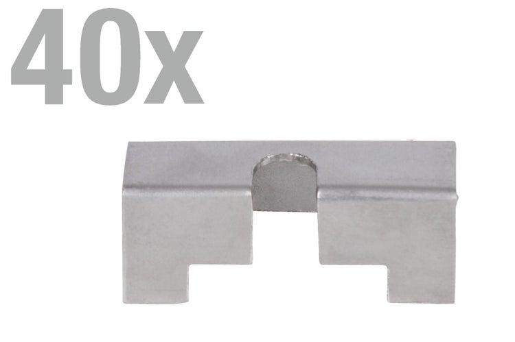Set mit 40 Metall Montageclips für Sockelleisten