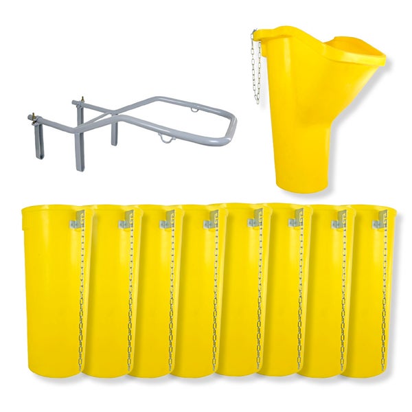Bauschuttrutschen-Set SIRL XXL Profi | 10-teilig | 9,53m Länge | Einfülltrichter, Halterung & 8 Schuttrohre | Gelb
