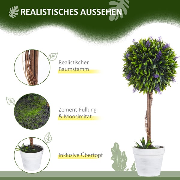 HOMCOM, Künstliche Pflanzen, Zimmerpflanze, 24L x 24B x 60H cm, PE, Grün