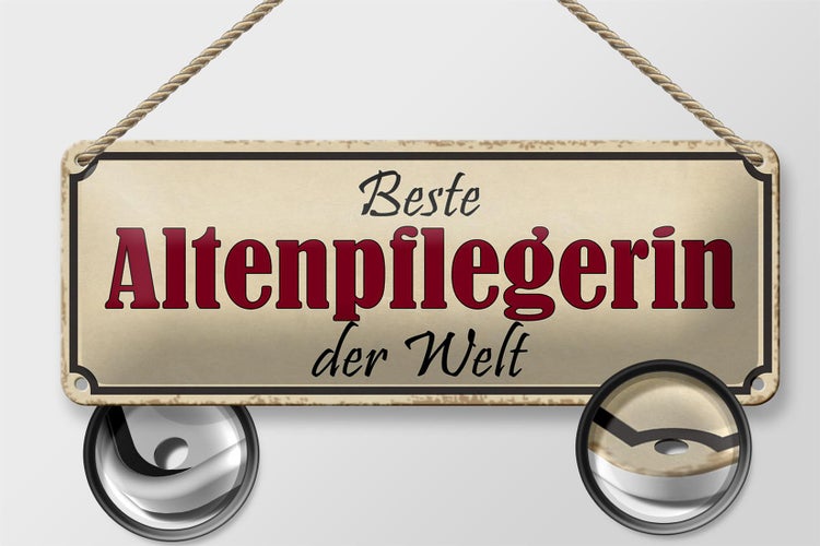 Blechschild Spruch 27x10cm beste Altenpflegerin der Welt Dekoration