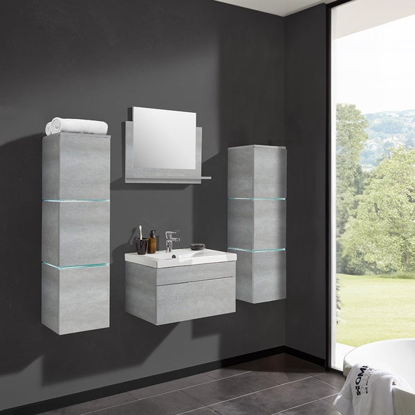 Home Deluxe - Badmöbel-Set - WANGEROOGE Grau - X-Large - inkl. Waschbecken und komplettem Zubehör - Breite Waschbecken: ca. 60 cm | Badezimmermöbel Waschtisch Badmöbelset