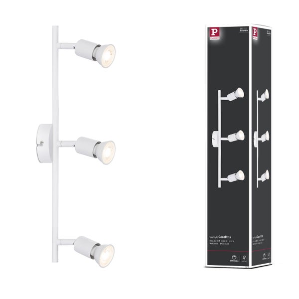 Paulmann Carolina Spotlight mit drei Lampen und Produktverpackung