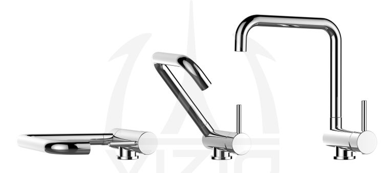 Wasserhahn Vorfenster Küchenarmatur, Umklappbar 4,5 CM, mit 360° schwenkbarem N-Auslauf, Verchromt