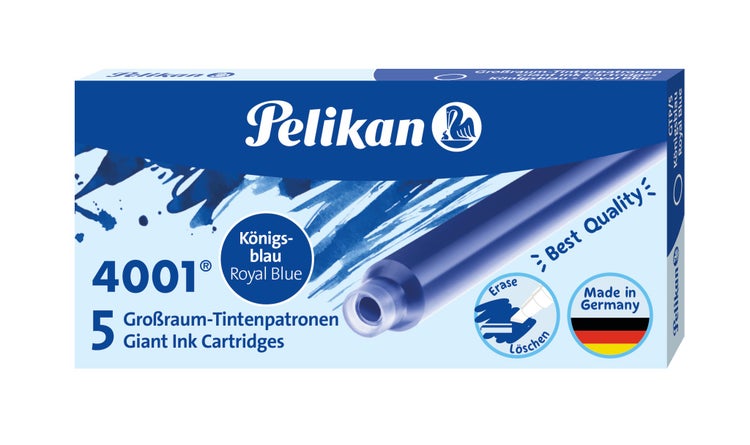 Pelikan Tintenpatronen 4001® Großraum, 5er Set Königsblau Königsblau, doppelter Patroneninhalt