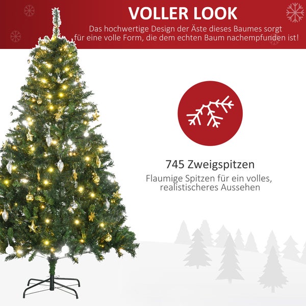 HOMCOM Weihnachtsbaum, Ø 112 x H180 cm, PVC, Grün