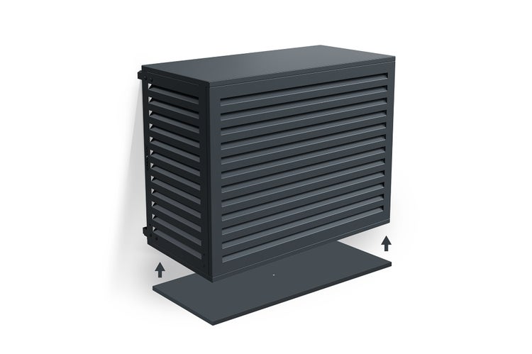 Wärmepumpenverkleidung mit Bodenplatte zur Installation