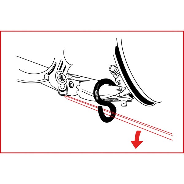 KS Tools Logo, schematische Darstellung der Federspanner Anwendung mit einem Pfeil nach unten