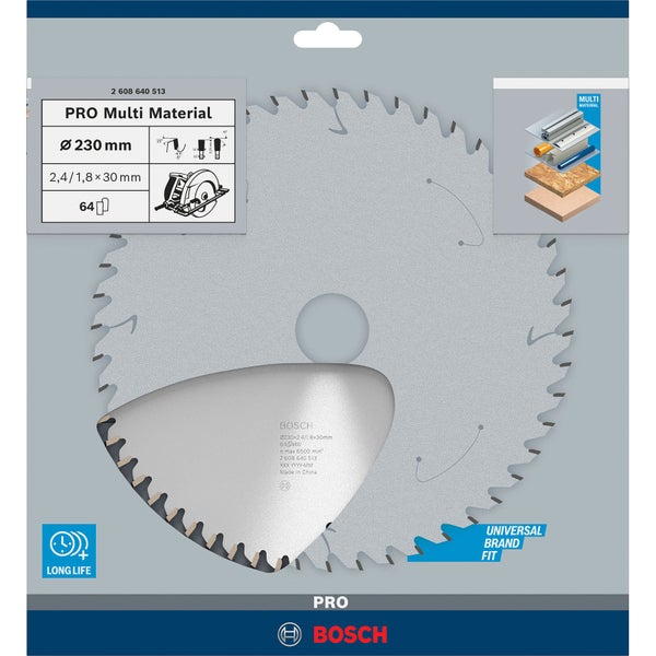Bosch Kreissägeblatt Pro Multi Material, 230 Millimeter Durchmesser
