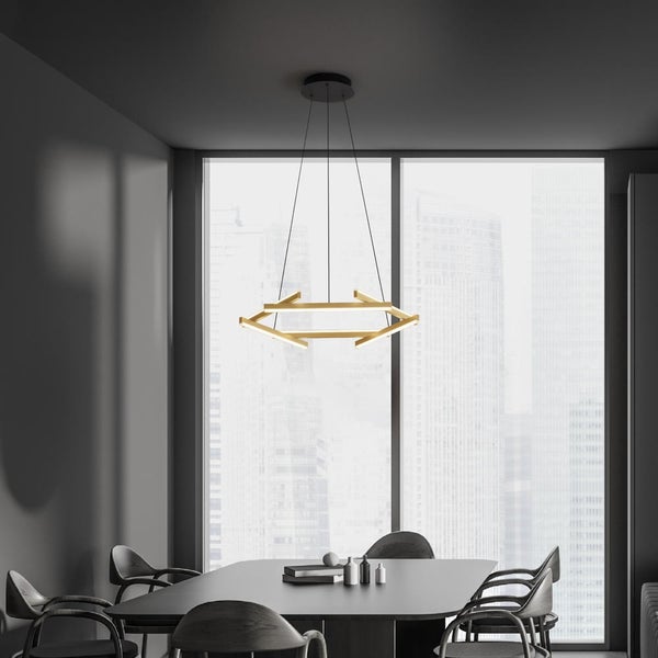 LED Pendelleuchte Hyde in Gold-gebürstet und Schwarz 6x 6,33W 2046lm