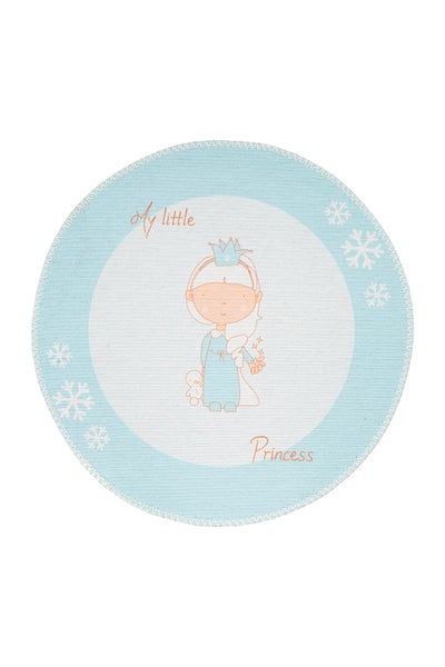 Runder Kinderteppich mit Prinzessinnen-Motiv, Schneeflocken und dem Schriftzug My little Princess.