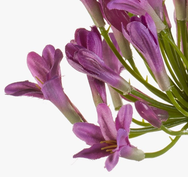 Künstliche Agapanthus-Blume mit violetten Blüten und grünem Stiel.