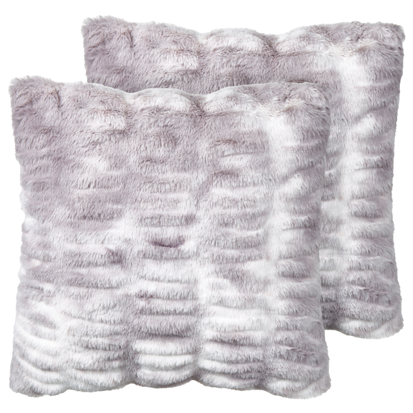 Dekokissen 2er Set MACODES Webpelz 45 x 45 cm Hellgrau Ohne Muster