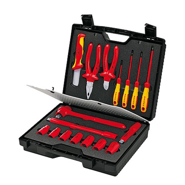 Knipex Werkzeugkoffer mit Zangen, Schraubendrehern und Steckschlüsseleinsätzen