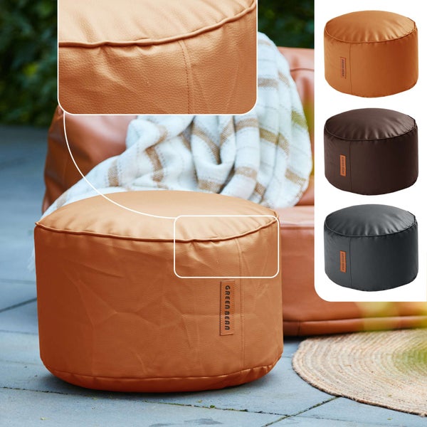 Green Bean Sitzhocker aus Kunstleder - Pouf mit EPS Perlen Füllung - 43 x 30 cm - perfekte Ergänzung zum Sitzsack - Sitzwürfel Sitzkissen Hocker Fußhocker - Cognac