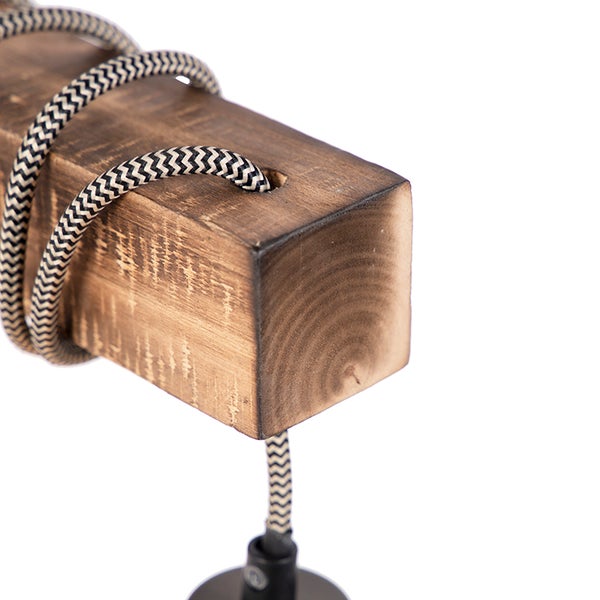 Holzlampe mit Textilkabel