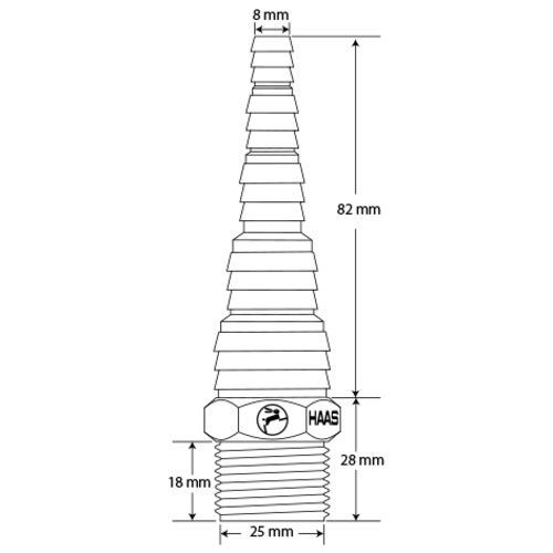 HAAS® OHA Pumpenanschluß gerade DN32 Schraubgewinde, für Schläuche 8,3-26,5 mm