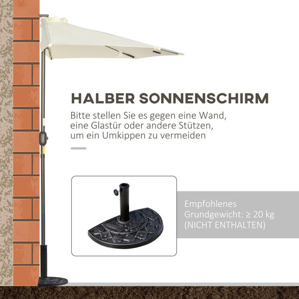 Outsunny Sonnenschirm, Halbshirm mit LED, 270 x 240 cm, Metall, Beige