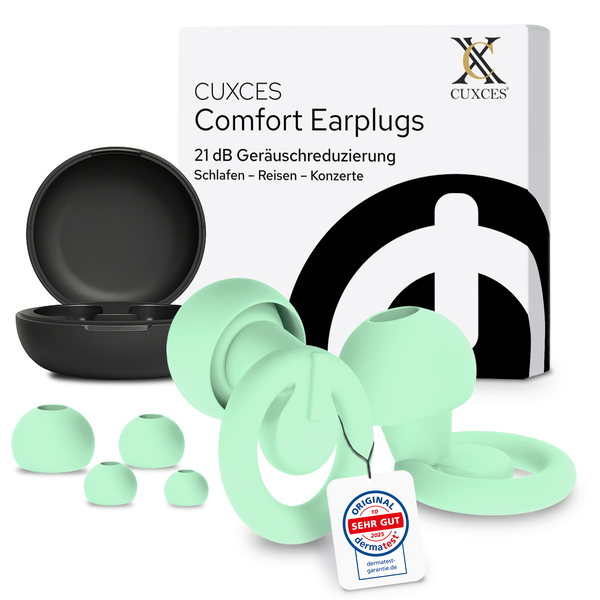 Cuxces Comfort Earplugs mit 21 dB Geräuschreduzierung und Transportbox