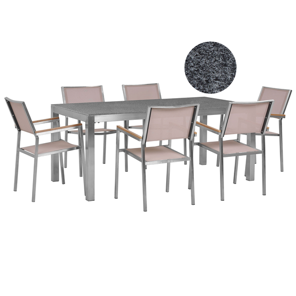 Gartenmöbel Set 6-Sitzer GROSSETO Granit Polierter Grau / Beige