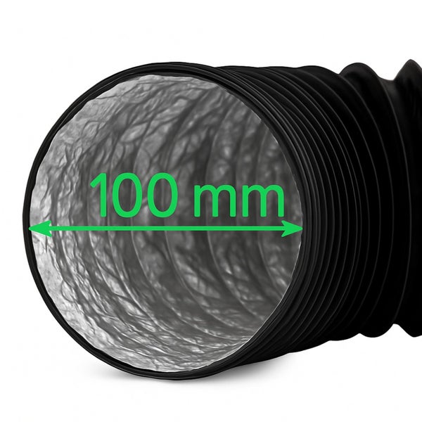 Combiflexrohr 100mm – 1 Meter flexibler Abluftschlauch für Klimageräte, Growboxen & mehr – Robuste Aluminium-Innenbeschichtung, Feuerfest & Extra Stabil