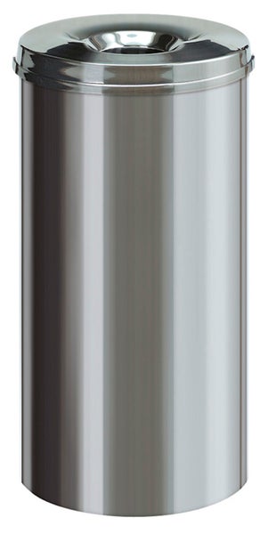 PROREGAL Selbstlöschender Papierkorb & Abfallsammler Aus Edelstahl 50 Liter HxØ 62,5 x 33,5 cm Silber
