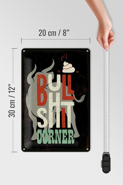 Blechschild Spruch Bullshit Corner Stier 20x30cm
