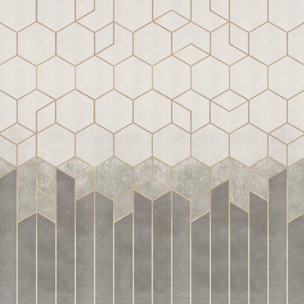 Tapete mit geometrischem Muster aus Sechsecken und Streifen