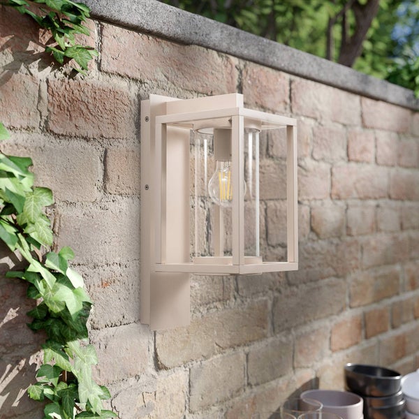 Lucande Wandleuchte außen Ferda (spritzwassergeschützt (Modern) in Creme aus Aluminium (1 flammig, E27) - Außenwandleuchten Wandlampe Led Außenlampe Outdoor für Außenwand/Hauswand Haus