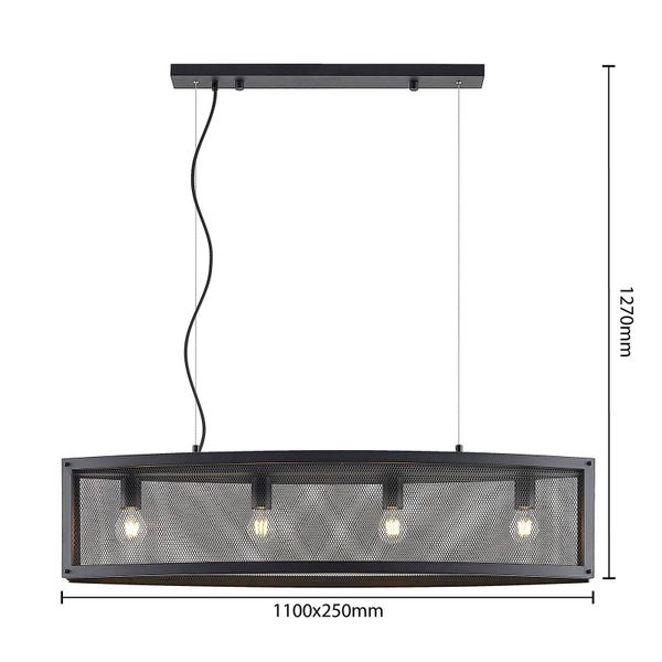Lindby Pendelleuchte Mizgin (Landhaus, Vintage Rustikal) in Schwarz aus Metall (4 flammig E27) - Deckenlampe Esstischlampe Hängelampe Hängeleuchte Wohnzimmerleuchte