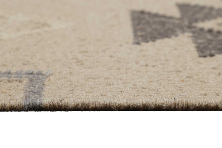 Kelim Teppich Creme Beige aus Wolle Jong Green Looop 240x340 cm