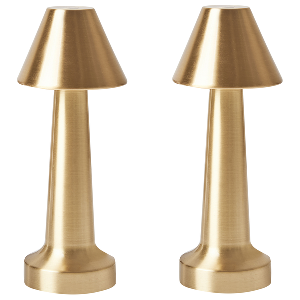 Zwei goldfarbene Tischleuchten