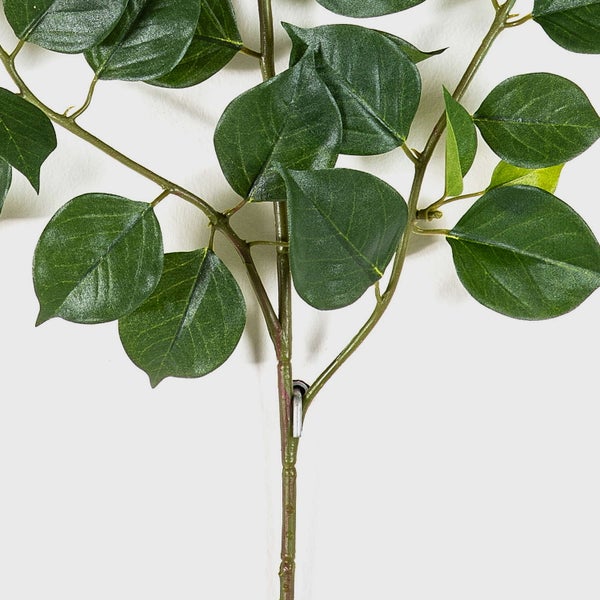 Künstlicher Ruscuszweig mit grünen Blättern für Dekorationen.