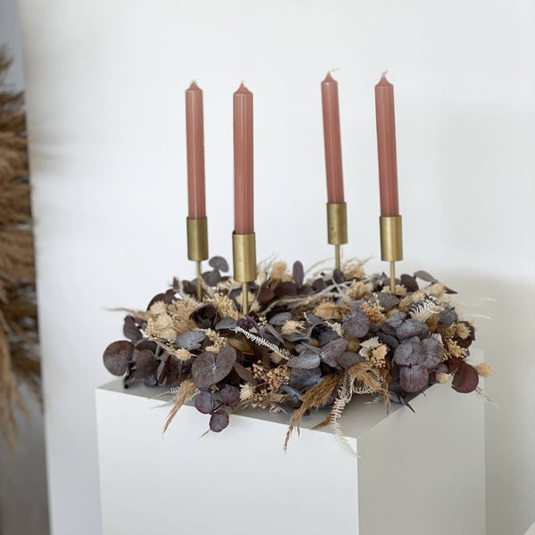 Adventskranz Beige aus Trockenblumen