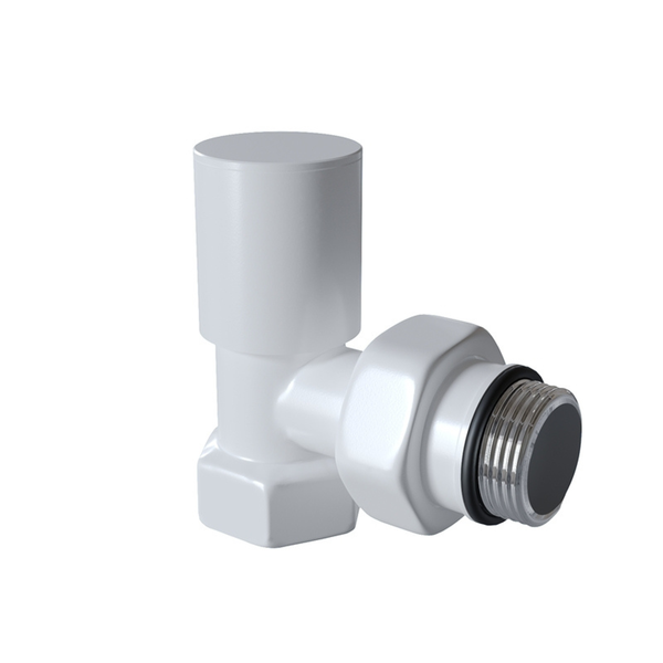 Radiva 1/2'' Weißes Eck-Heizkörperventil mit Metallgriff - Universal