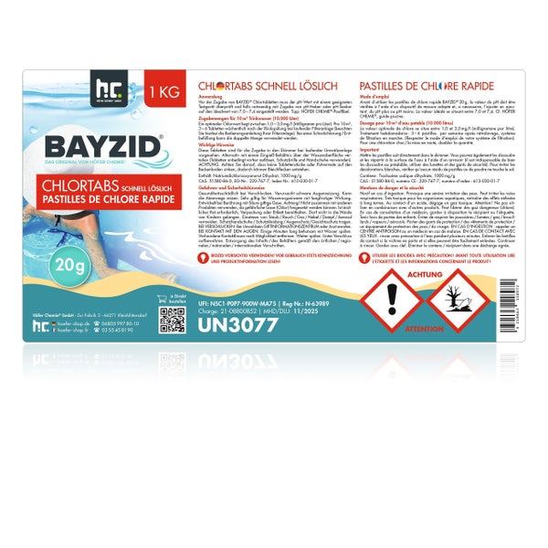 Bayzid Chlortabletten schnell löslich, 1 Kilogramm