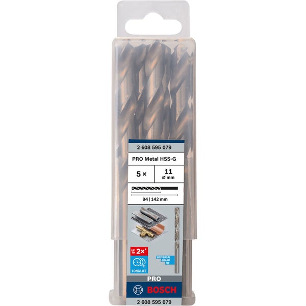 Bohrer Set Bosch Pro Metal HSS-G, 5 Stück, 11 mm Durchmesser