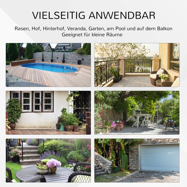 Outsunny Gartentisch, Runder Klapptisch, Ø68 cm Campingtisch, Beistelltisch, Garten-Esstisch mit Rattandekor, für Balkon, Terrasse, Stahl, Braun