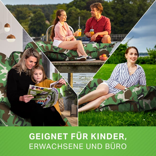 Green Bean Sitzsack XXL 140x180cm 380 Liter Kinder & Erwachsene Bean Bag EPS Perlen Füllung Riesensitzsack Groß Draußen Outdoor Liegekissen Waschbar Wetterfest Lounge Sitzkissen Bodenkissen Türkis