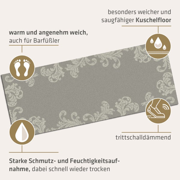 Akzente Feel Badematte mit Motiv in Grau Fußmatte 80 x 200 cm, rutschfest, saugfähig
