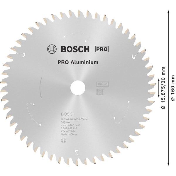 Bosch Pro Aluminium Sägeblatt, Durchmesser 160 Millimeter