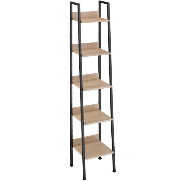 Leiterregal tectake Folkestone inklusive Kippschutz, 35,5 x 31,5 x 170,5 cm Industrial Style Industrial Holz hell, Eiche Sonoma