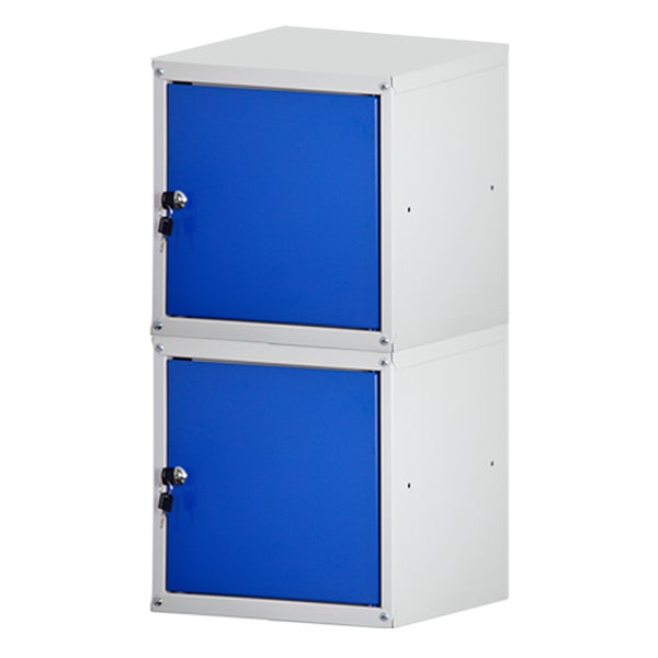 PROREGAL Mega Deal 2x Schließfachwürfel Cubic HxBxT 35 x 35 x 35 cm Grau-Blau