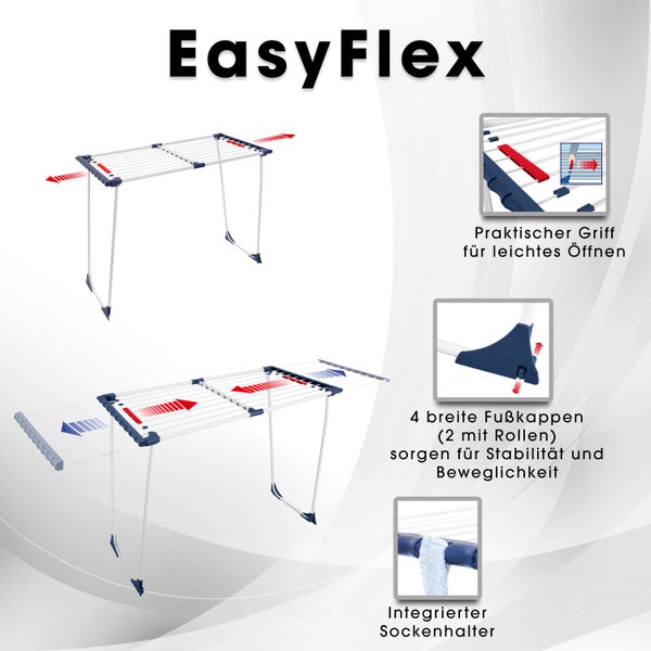 CasaSi Teleskop Wäscheständer ausziehbar 20m EasyFlex Weiß/Blau