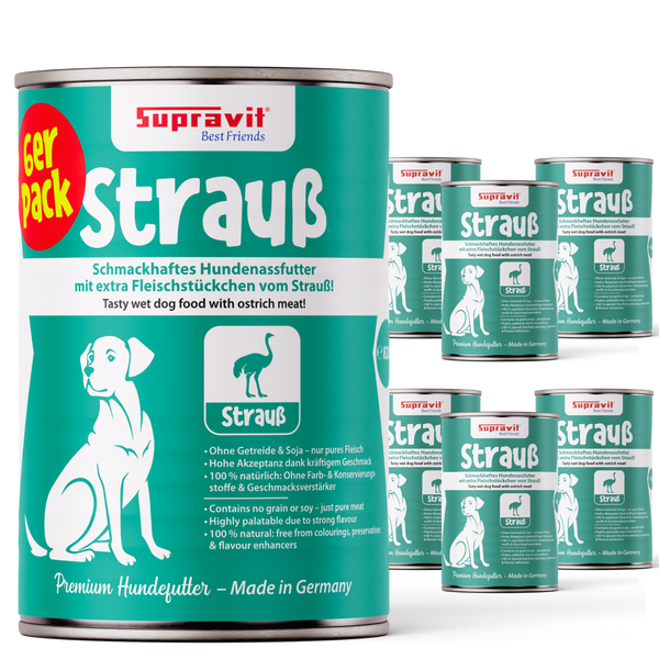 Supravit Best Friends Hundefutter Strauß, Nassfutter im 6er Pack