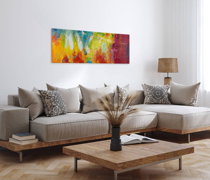 Handgemaltes Gemälde Acrylfarbe 150x50cm Bunt