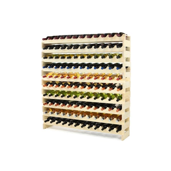PROREGAL Weinregal Vinoteca Flex  HxBxT 112 x 119 x 29 cm 120 Flaschen Massives Kiefernholz Braun Geölt
