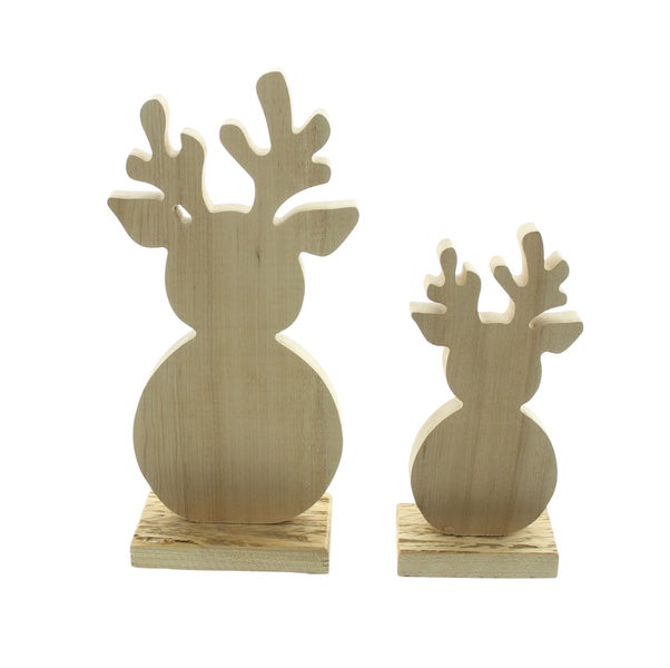 FRANK FLECHTWAREN | Figur Rentier, 2er Set, 10 x 6 x 24 cm, 8 x 5 x 17 cm, HOLZ, TEXTIL