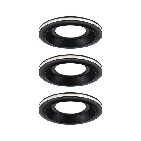 LED Einbauleuchte Sormus 3er-Set IP65 rund 100mm 3x4,8W / 1,5W 560lm / 180lm 230V 3000K Schwarz