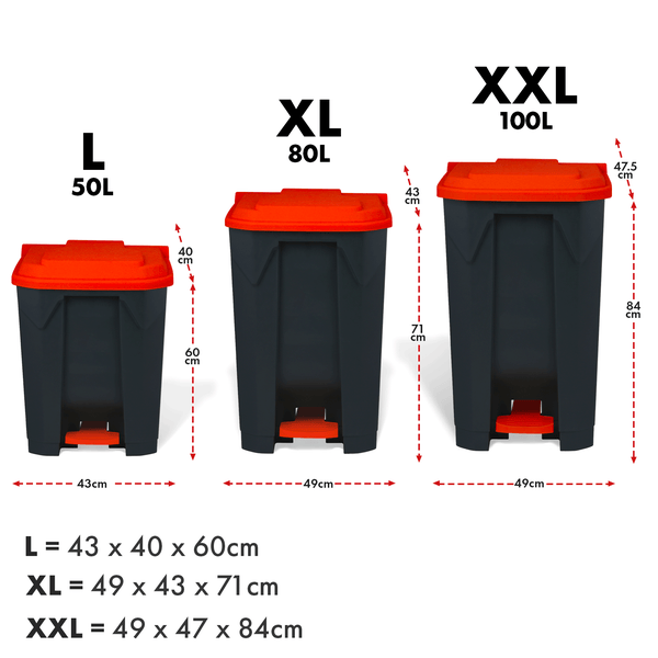 FLOORDIREKT Mülleimer Olaf Step-On Abfalleimer Tretmülleimer Universal Rot 100 Liter