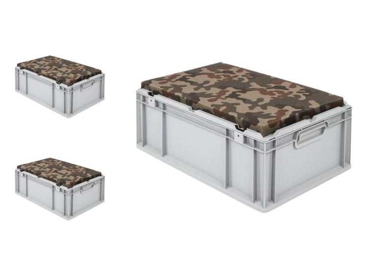 PROREGAL SparSet 3 x Eurobox NextGen Seat Box Camouflage HxBxT 26,5 x 40 x 60 cm 44 Liter Griffe Geschlossen Eurobehälter Sitzbox Transportbox
